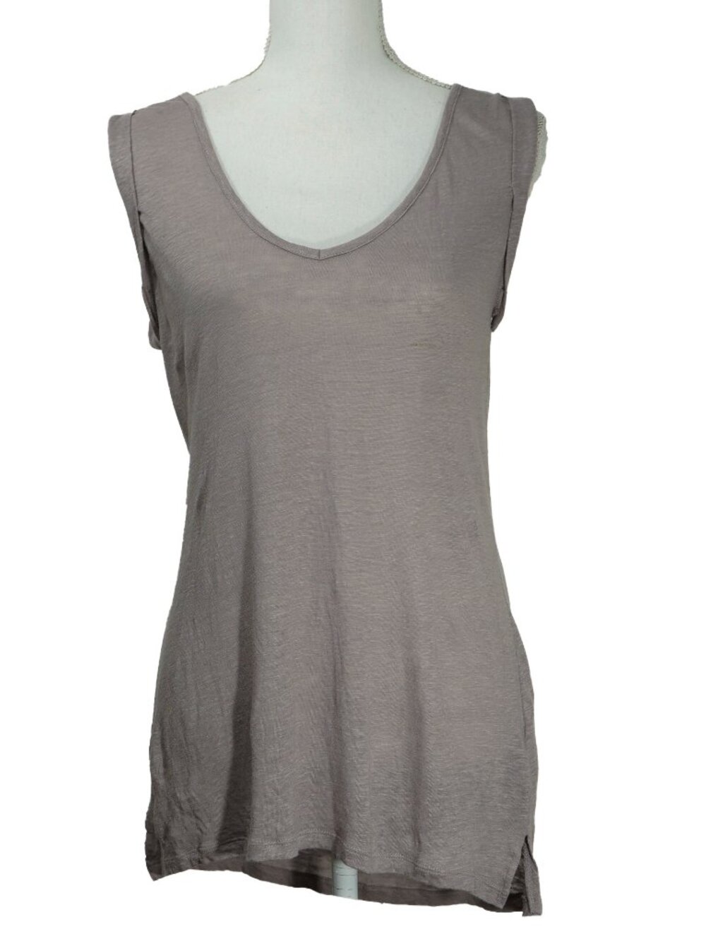 100% Linen Tank Top sz Small Dusty Mauve Woven Wide Strap Sleeveless Blouse
